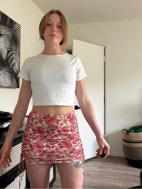 Women’s Pink Paisley Drawstring Skirt